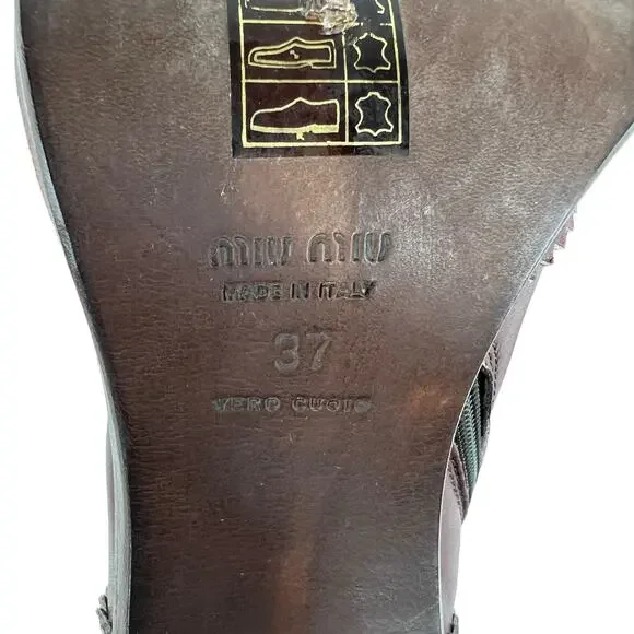 Miu Miu Vintage Western Leather Ankle Boots - Picture 7 of 8